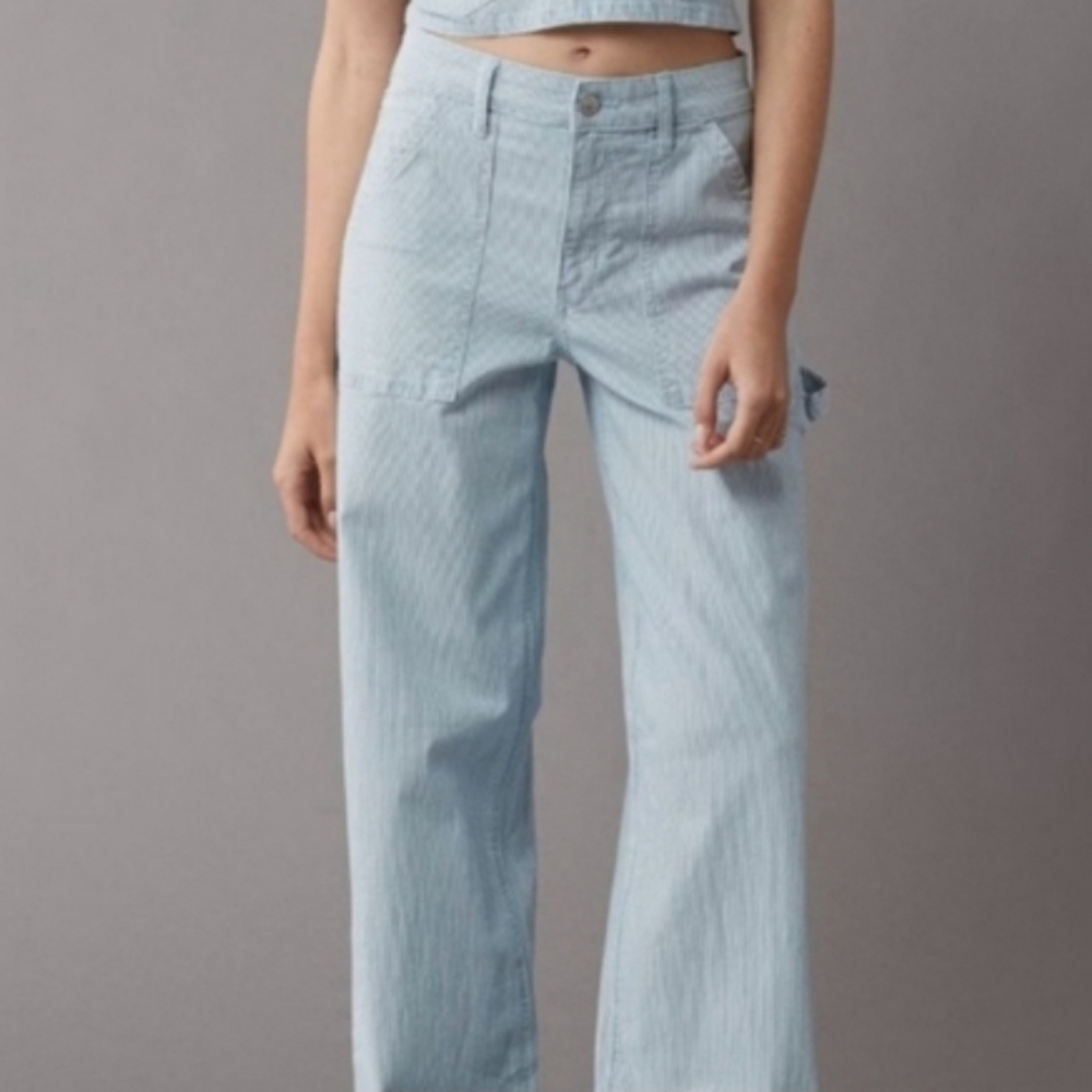 American Eagle Outfitters Light Blue Striped Pants